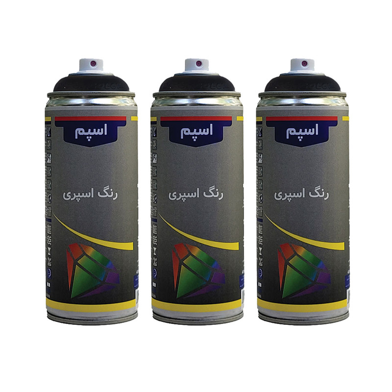 اسپری رنگ مشکی مات اسپم مدل 3 حجم 400 میلی لیتر مجموعه 3 عددی