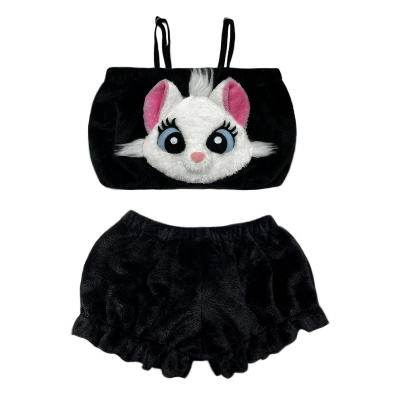 ست نیم تنه و شلوارک راحتی زنانه مدل cute