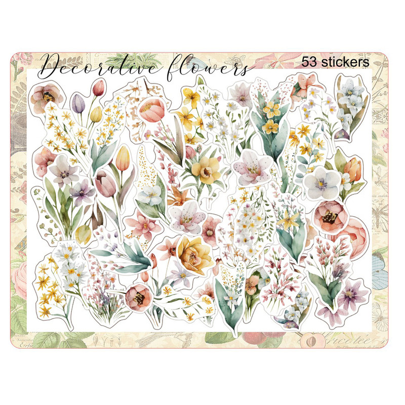 برچسب طرح برش خورده بولت ژورنال و اسکرپ بوک مدل Decorative flowers بسته 53 عددی